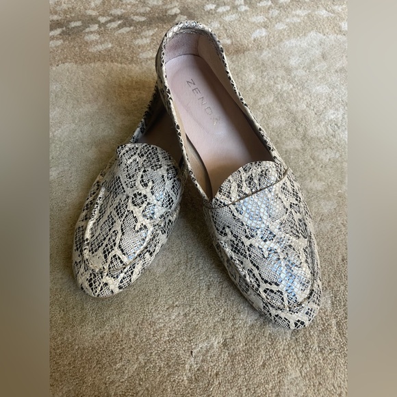 Leather Python Print Loafers - Picture 1 of 9